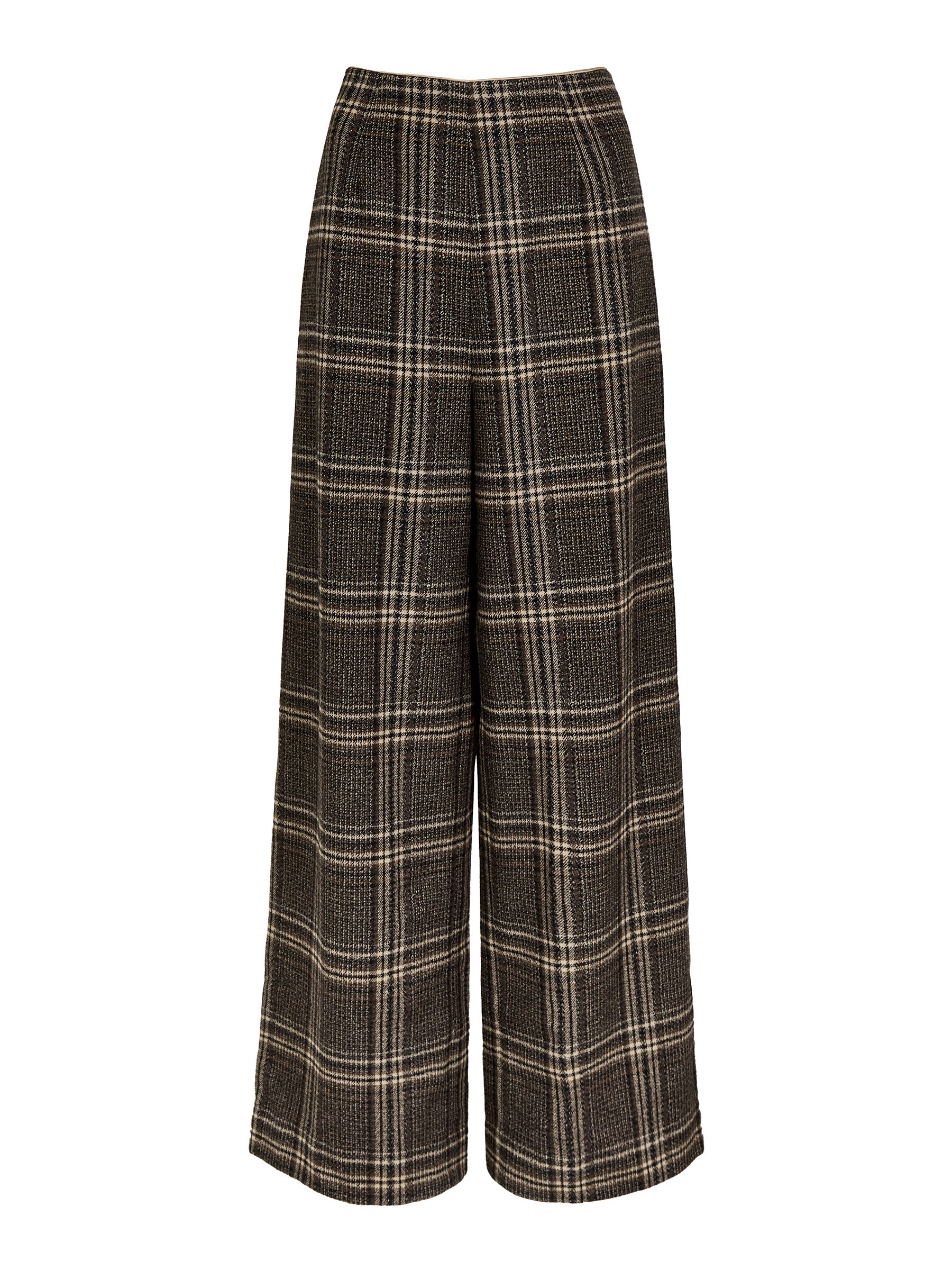 Aimee Brown Check Wide-Leg Trouser