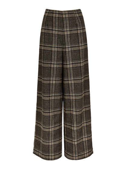 Aimee Brown Check Wide-Leg Trouser