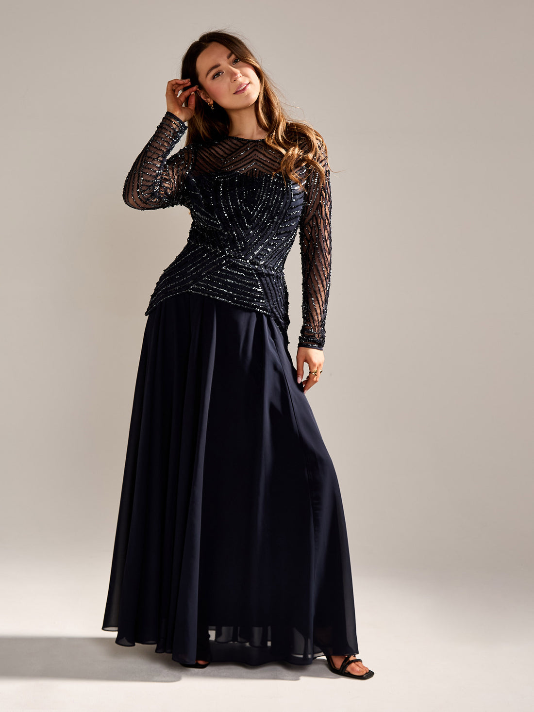 GWD Audrey Embellished Sparkle Dress Navy