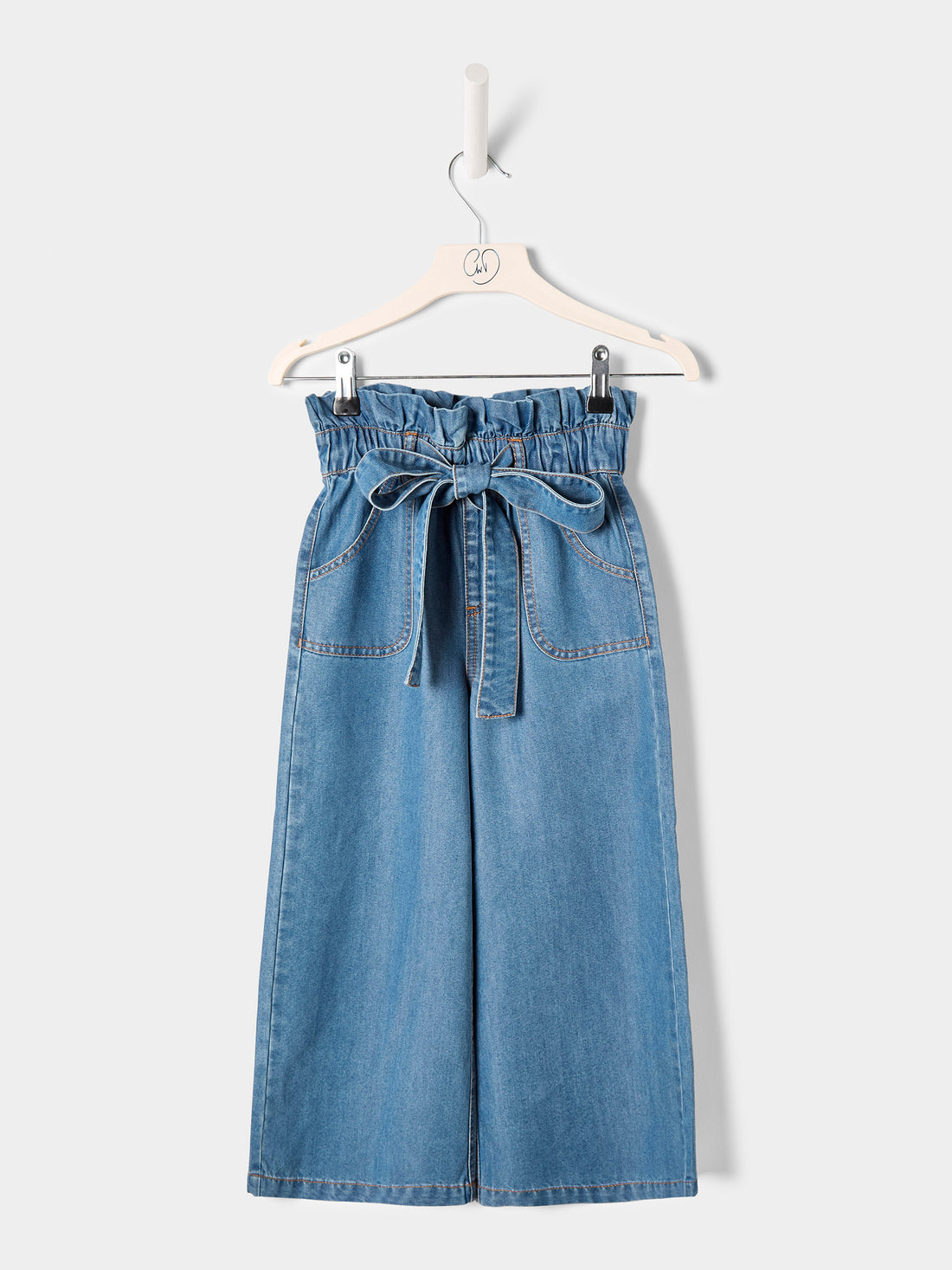 Lilia Wide-Leg Bow Denim Jean
