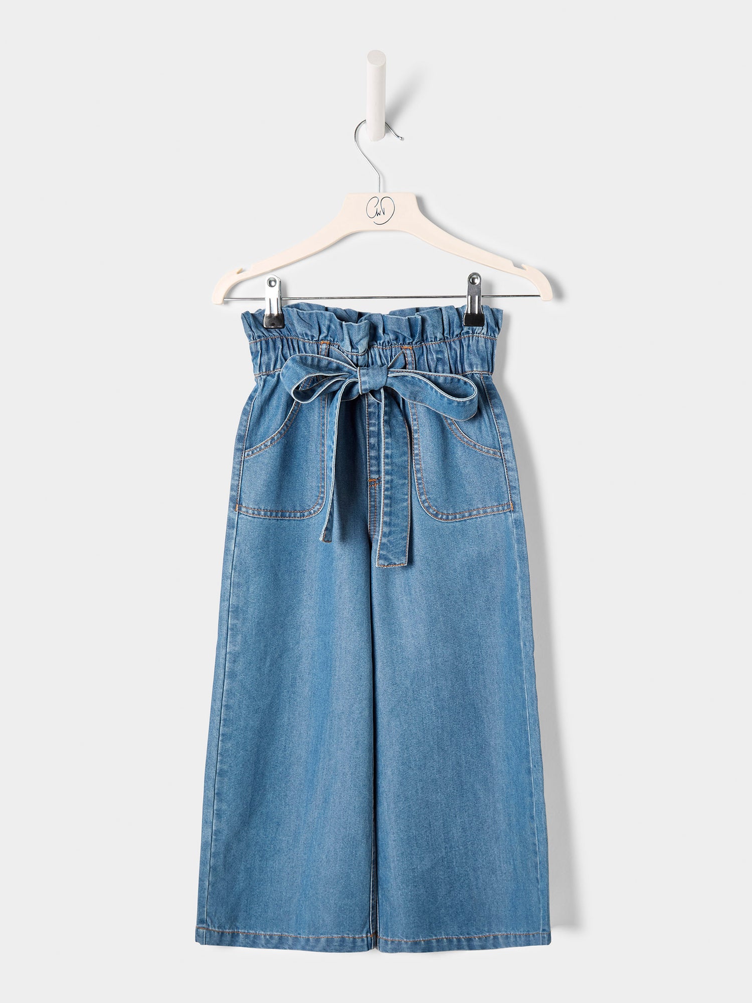 Lilia Wide-Leg Bow Denim Jean