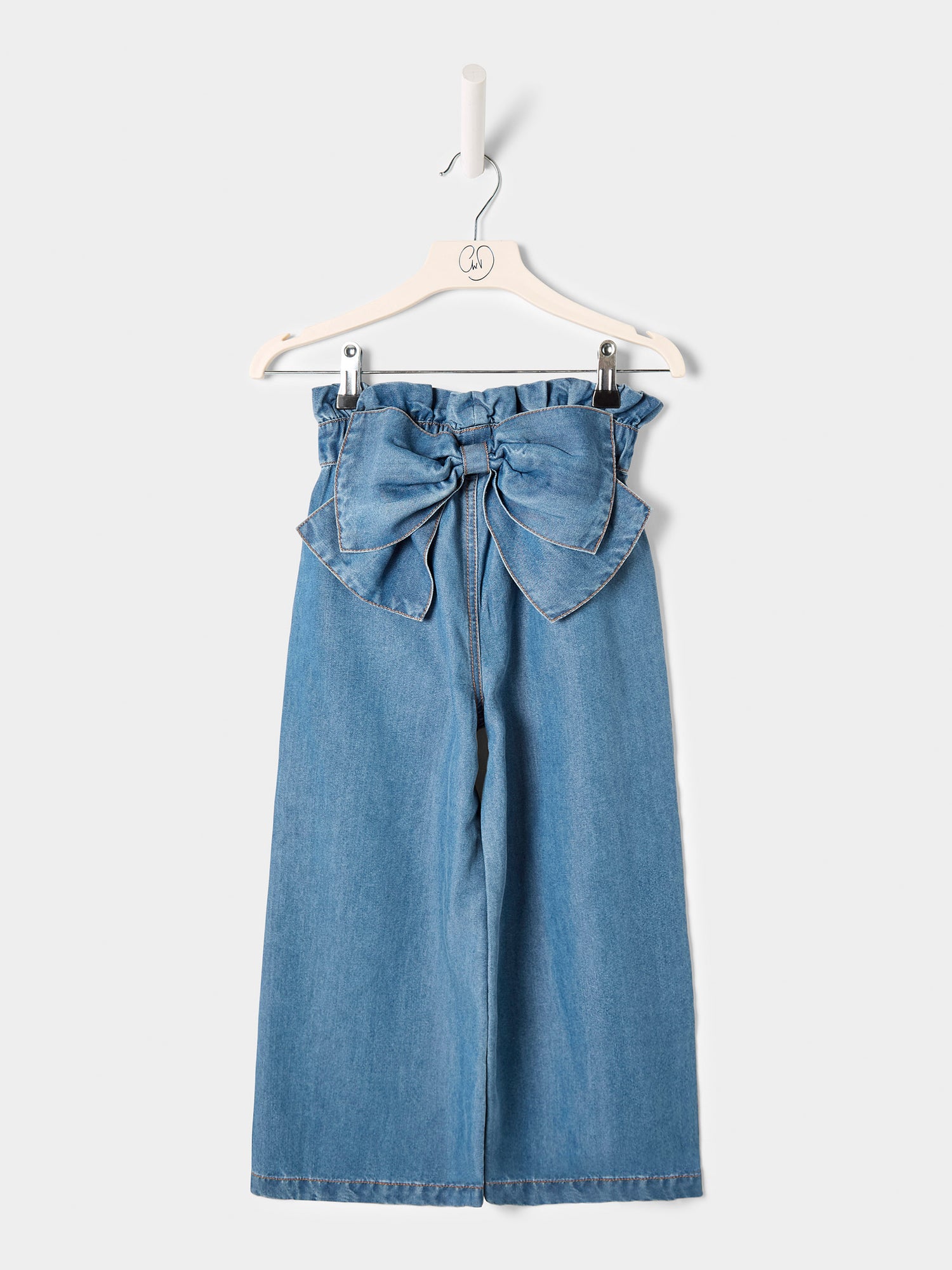 Lilia Wide-Leg Bow Denim Jean