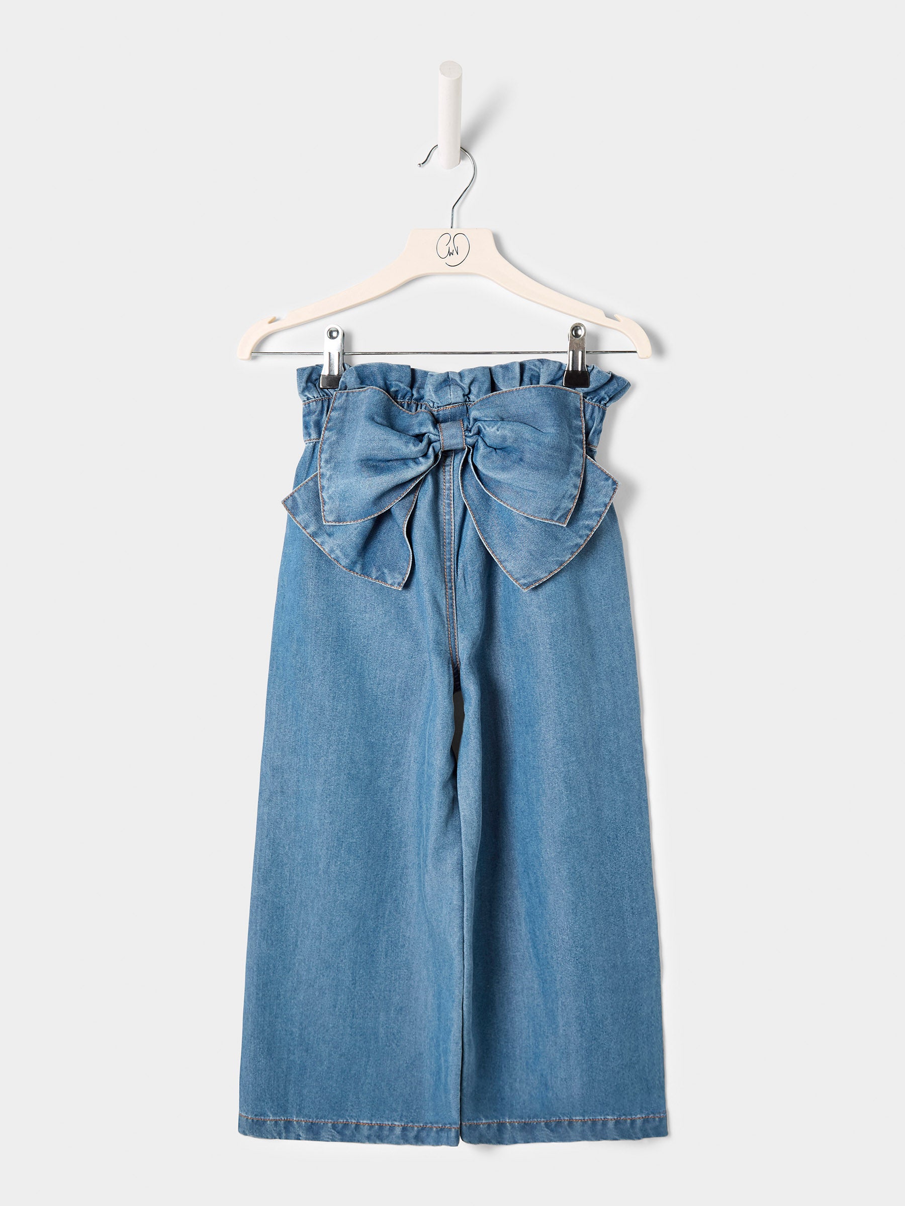 Lilia Wide-Leg Bow Denim Jean
