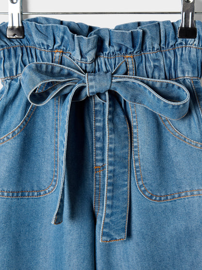 Lilia Wide-Leg Bow Denim Jean