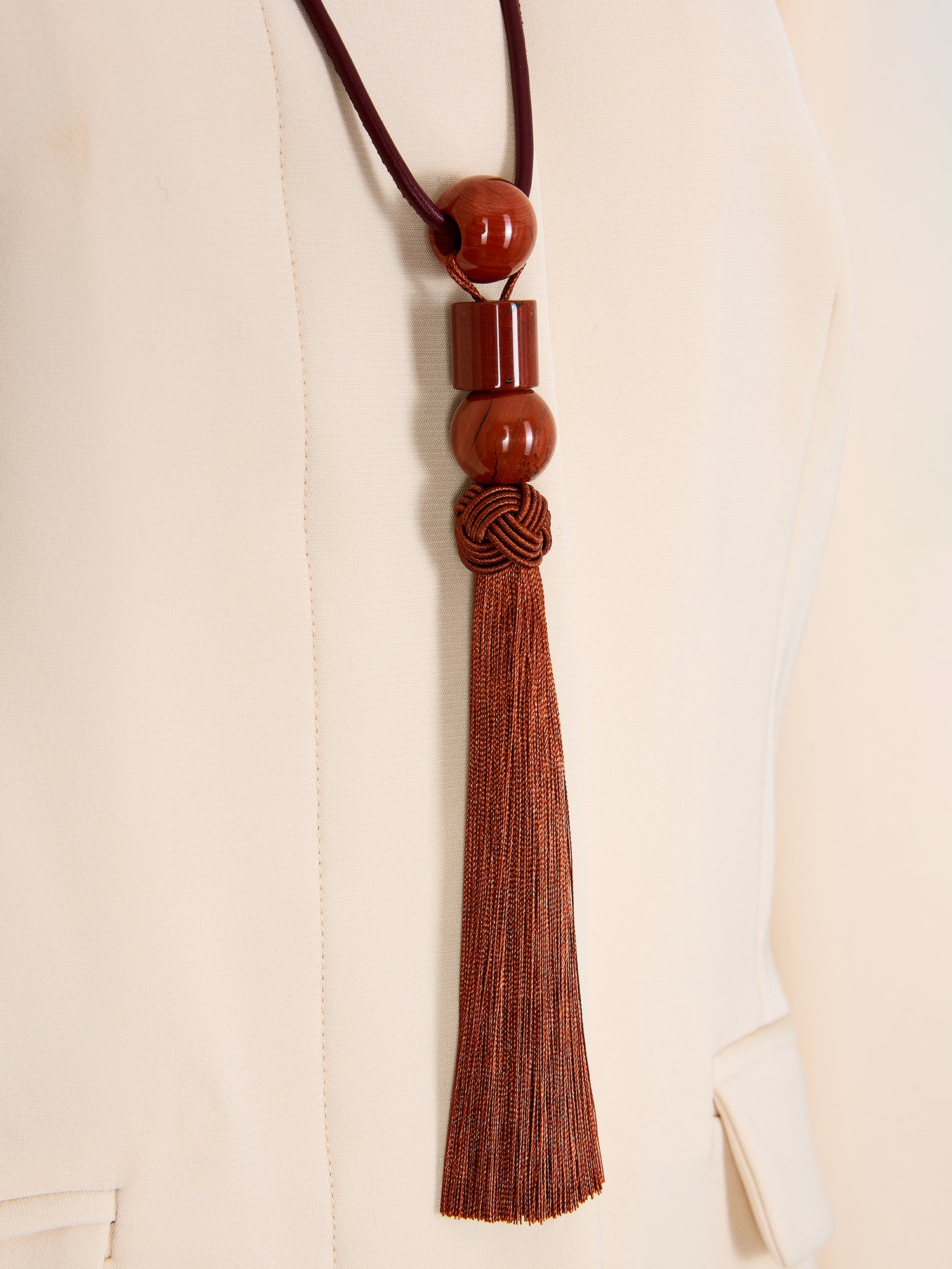 GWD Beth Tassel Necklace Collection, Red, Black and Brown