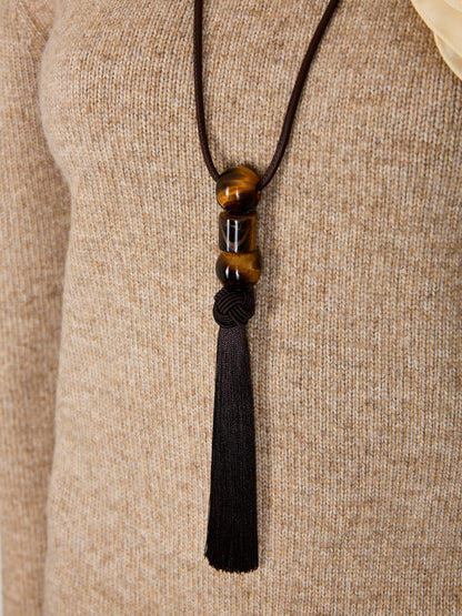 GWD Beth Tassel Necklace Collection, Red, Black and Brown