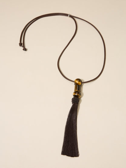 GWD Beth Tassel Necklace Collection, Red, Black and Brown