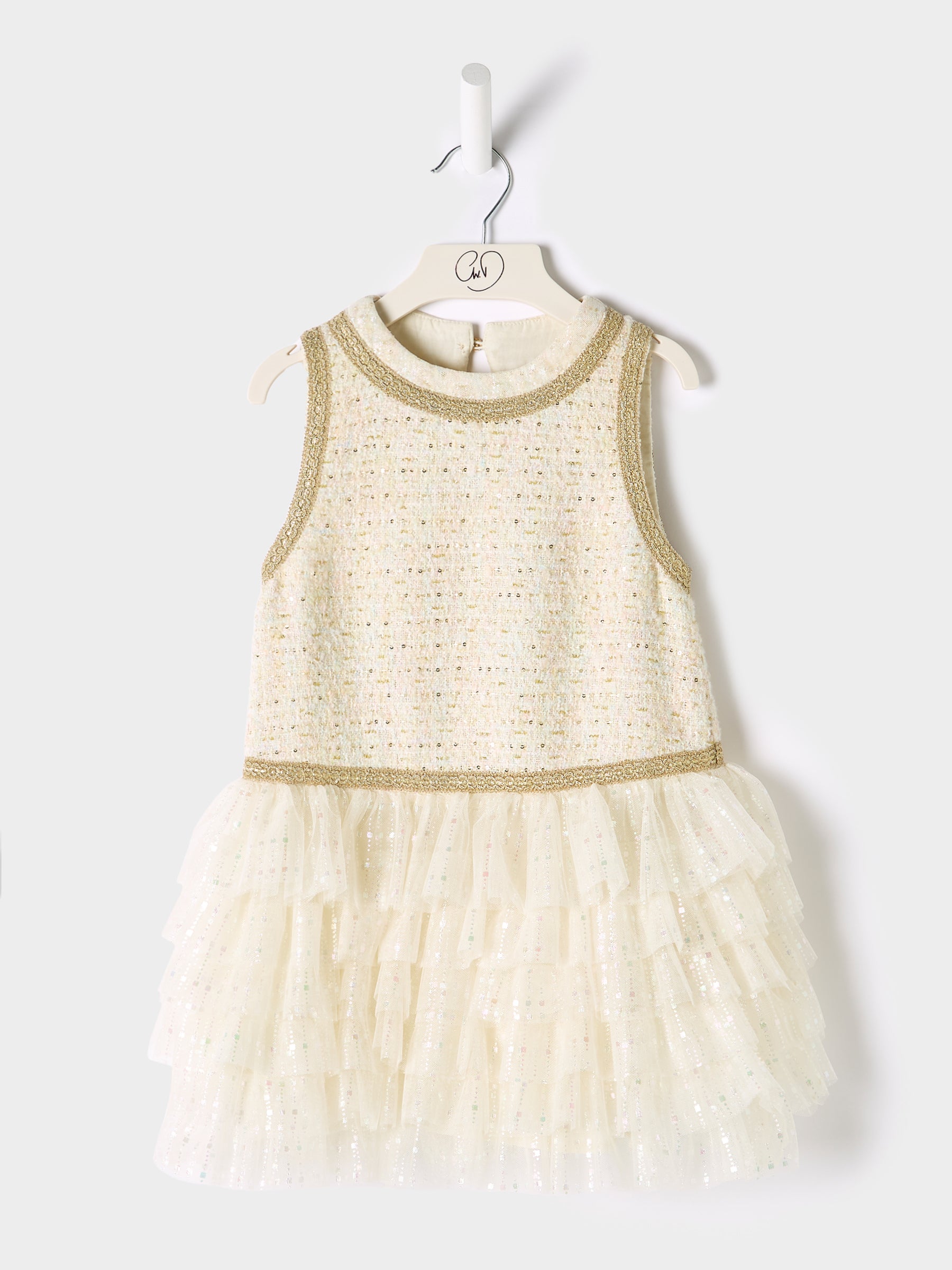 GWD Brocade Sleeveless Frilled Whisper Dress
