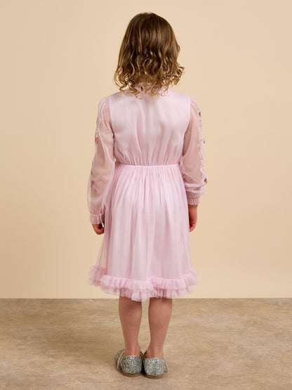 GWD Cardi Pink Embroidered Mesh Dress