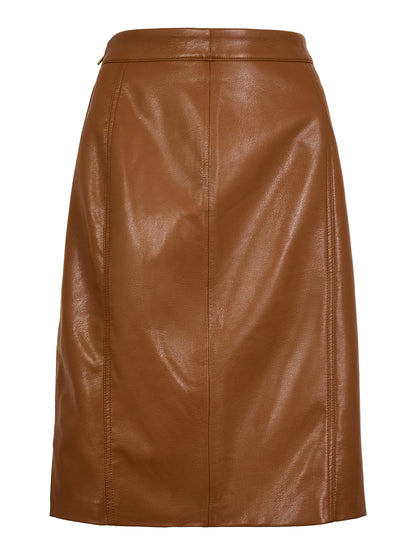 Carolyn Chestnut Faux Leather Midi Skirt