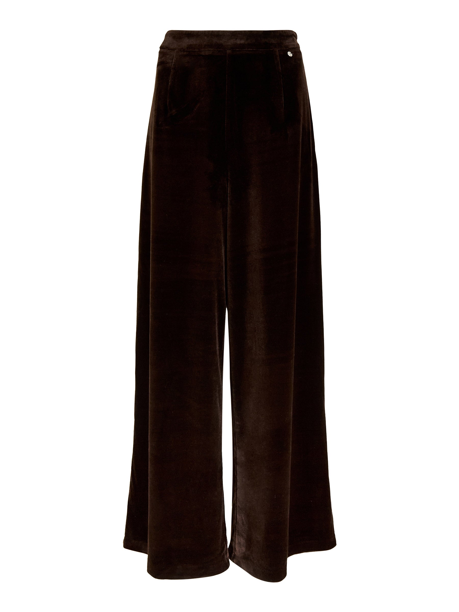 Claire Chocolate Velvet Wide Leg Trousers