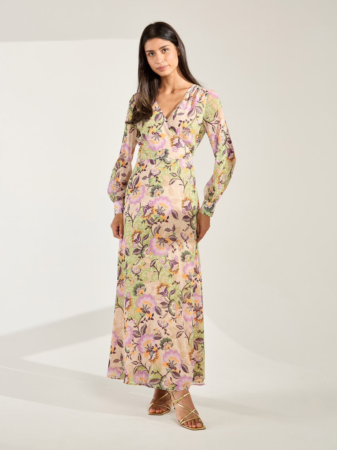 GWD Claudina Floral Print Maxi Wrap Dress