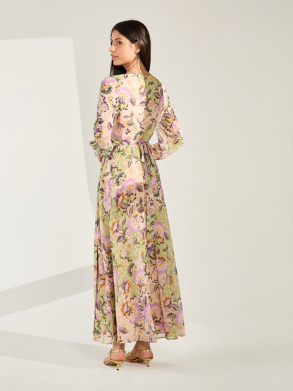 GWD Claudina Floral Print Maxi Wrap Dress