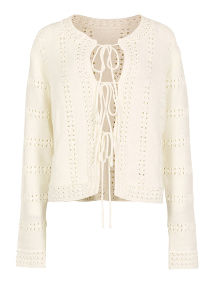 Rachel Cream Crochet Knit Cardigan