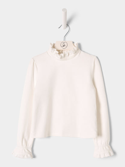 Daria White Jersey High Neck Top