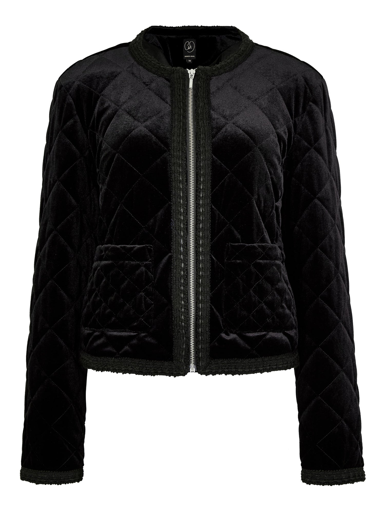 Ella Quilted Velvet Bomber – Black
