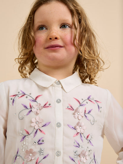 GWD Ellie Embroidered Shirt White Dress