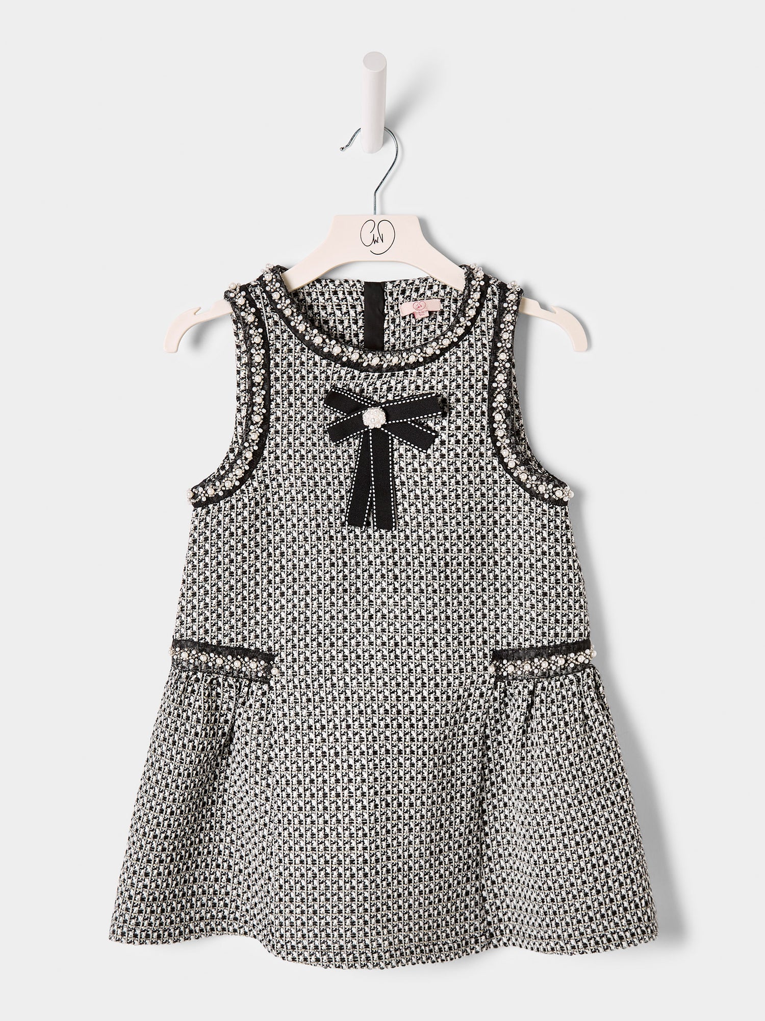 Elowen Black Boucle Pinafore dress