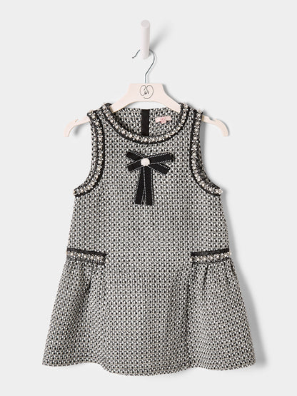 Elowen Black Boucle Pinafore dress