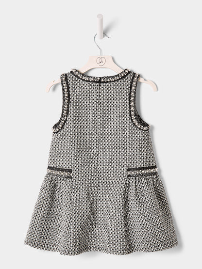 Elowen Black Boucle Pinafore dress