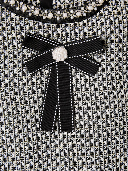 Elowen Black Boucle Pinafore dress