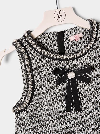 Elowen Black Boucle Pinafore dress