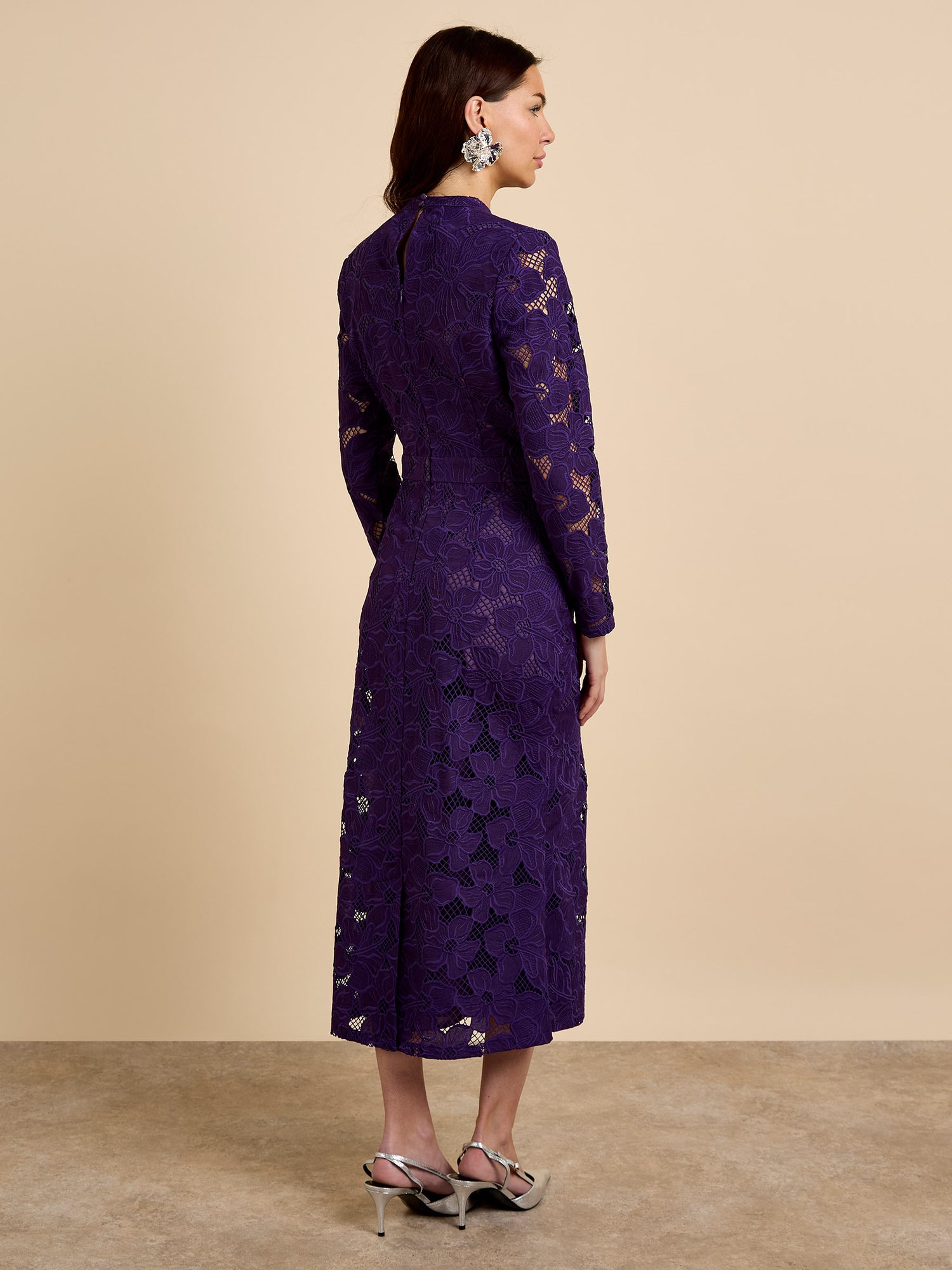 GWD Freya Floral Lace Purple Midi Dress