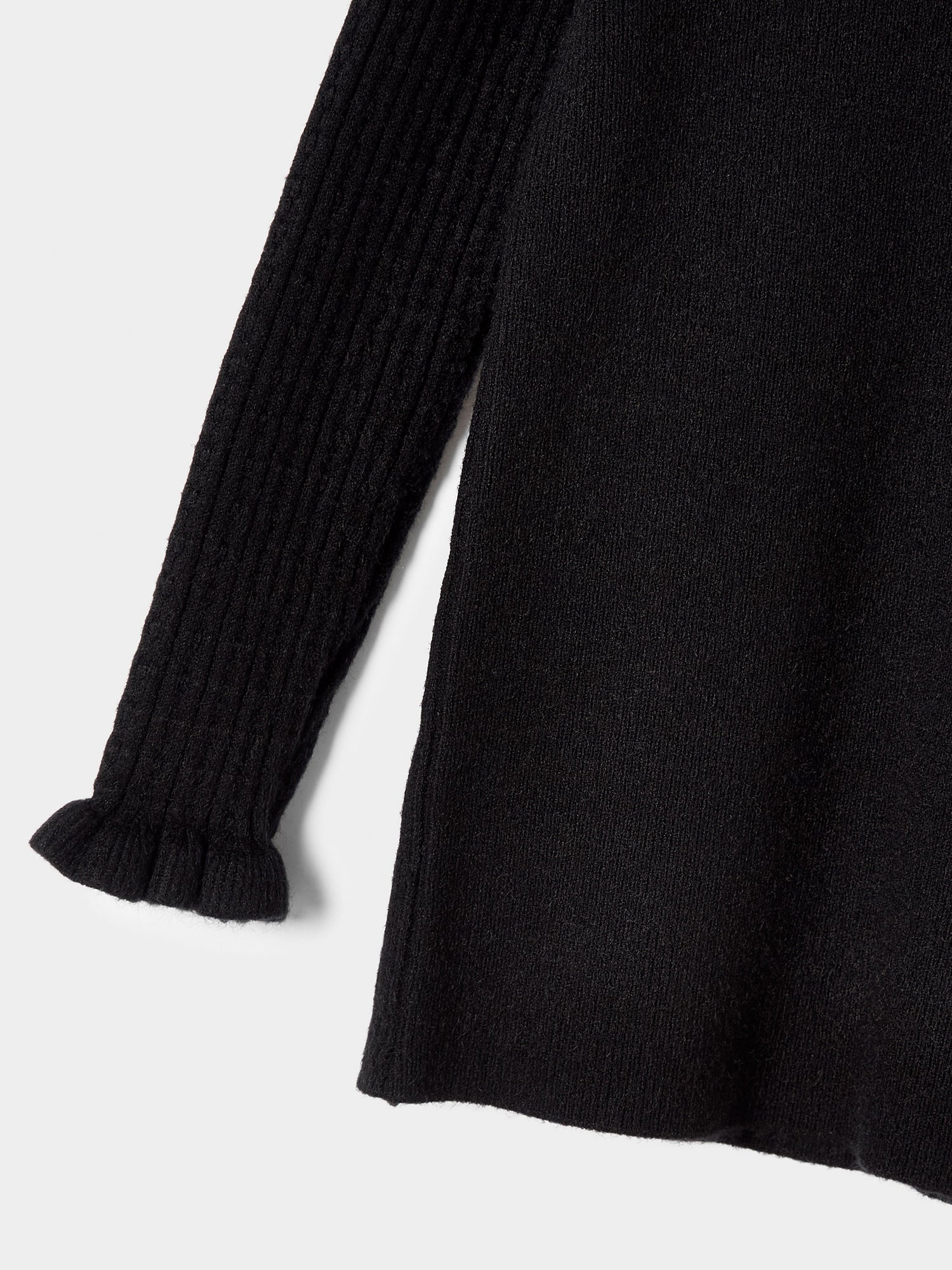 Girls Faye Knitted Top Ruffle Neck  Rib Jumper Available in Black and Cream