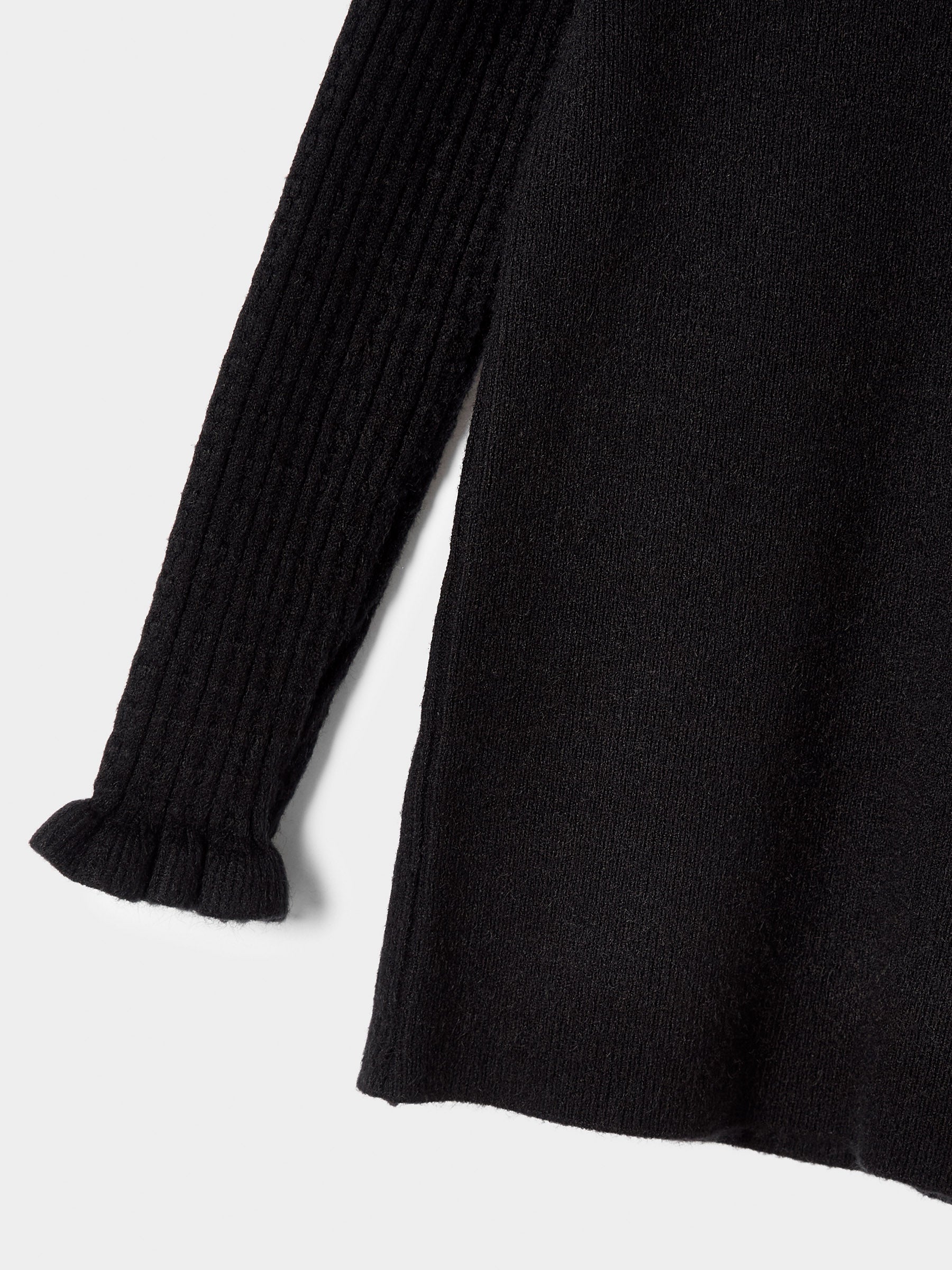 Girls Faye Knitted Top Ruffle Neck  Rib Jumper Available in Black and Cream