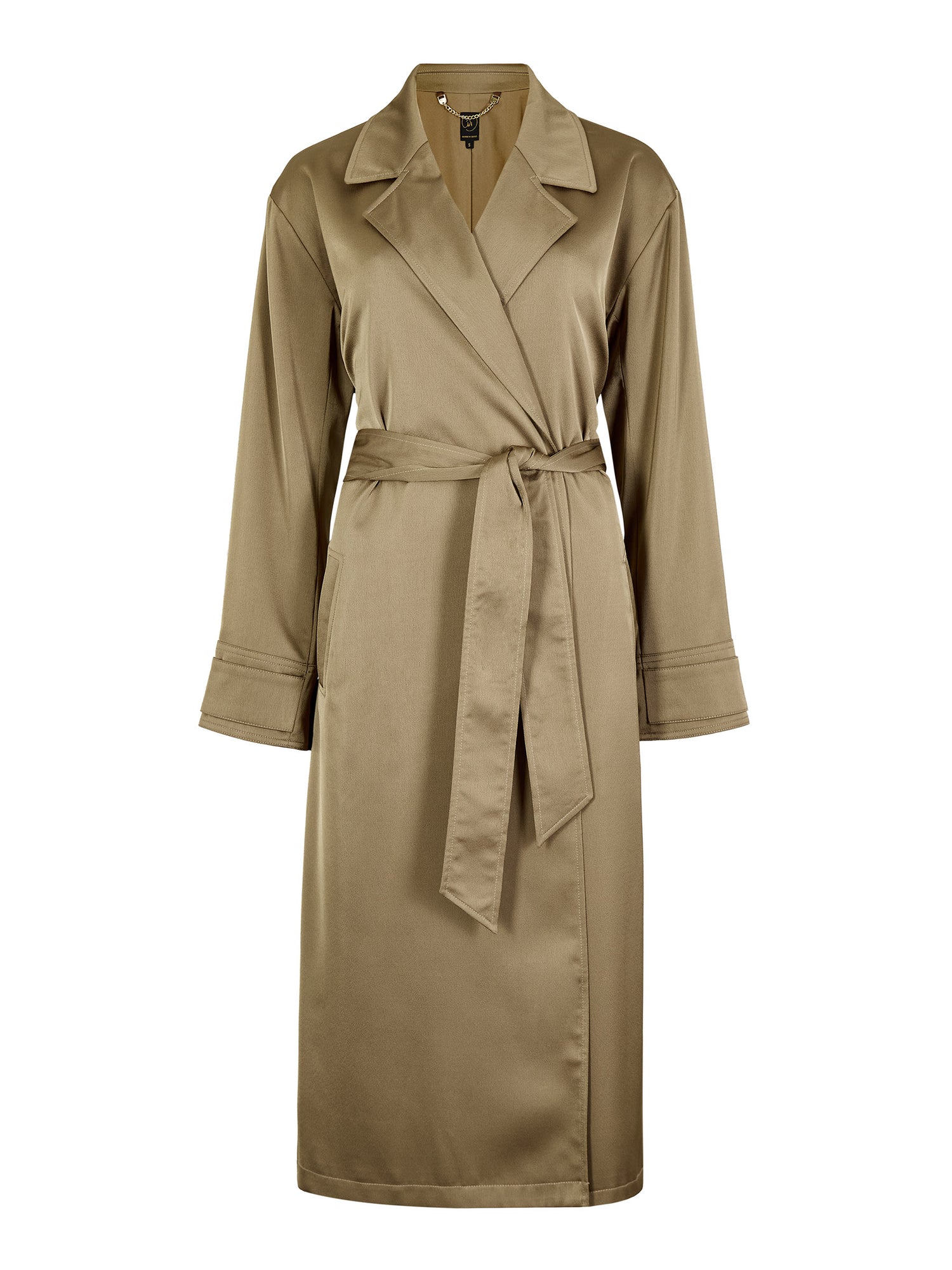 GWD Francine Khaki Tie Waist Trench Coat