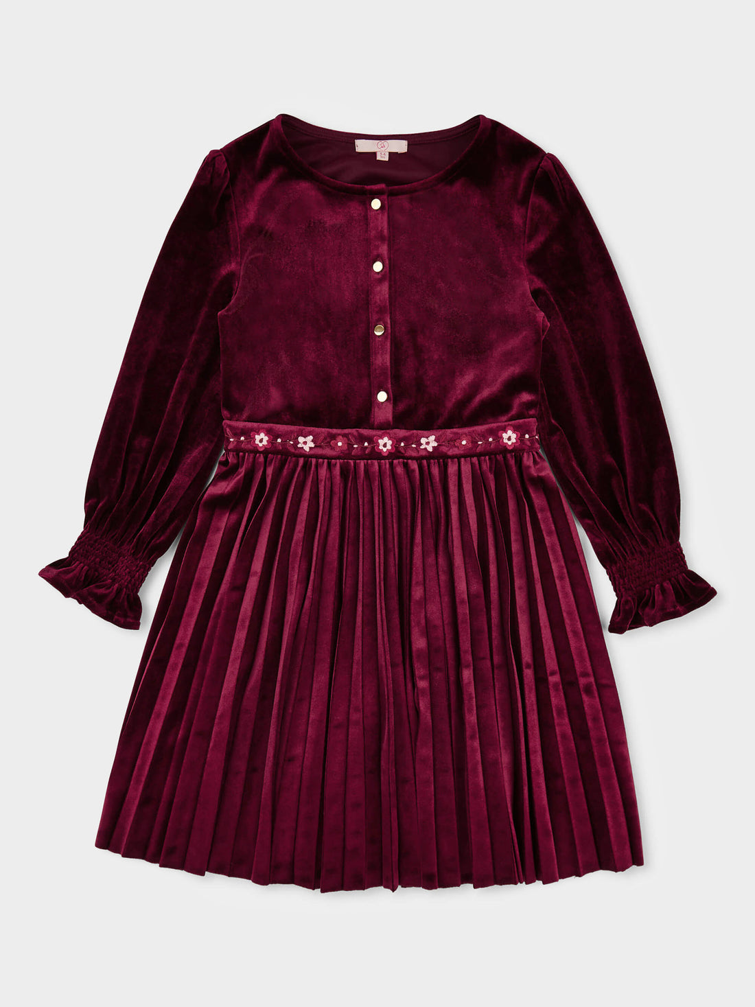 Lucy Velvet Dress with Pleated Skirt