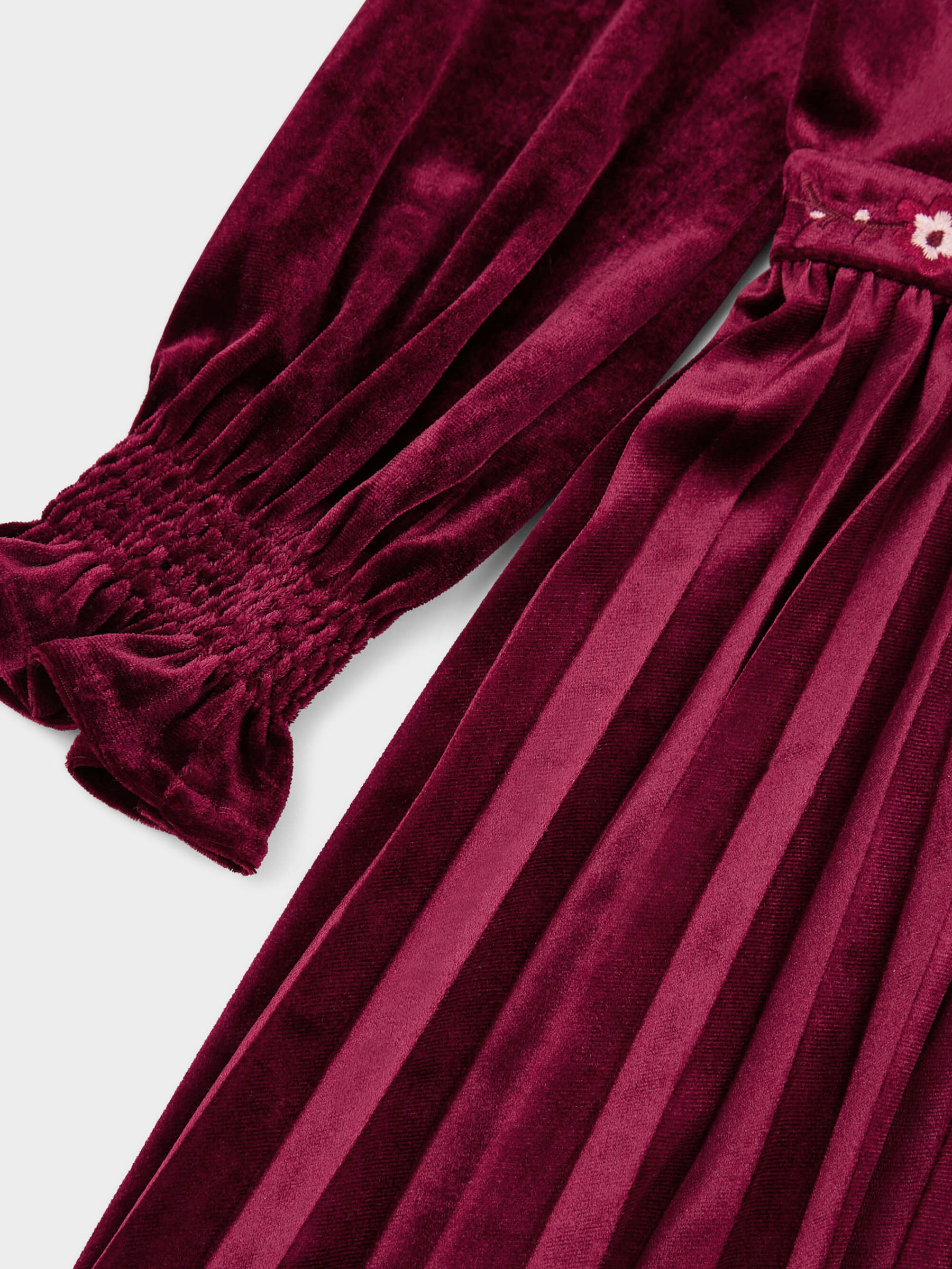 Lucy Velvet Dress with Pleated Skirt