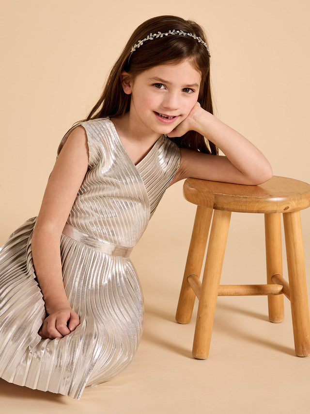 Lola Metallic Pleated Dress