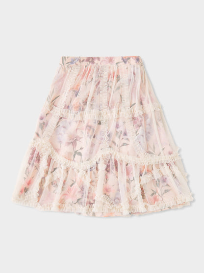 Lydia Floral Print Mesh Skirt