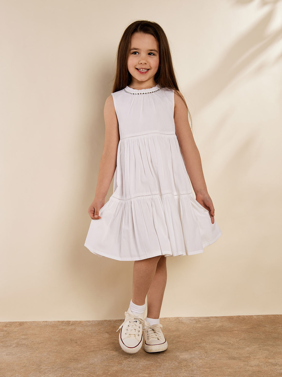 GWD Zadie Diamante Trim White Dress