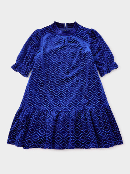 Hazel Cobalt Embroidered Velvet Dress | GWD Fashion