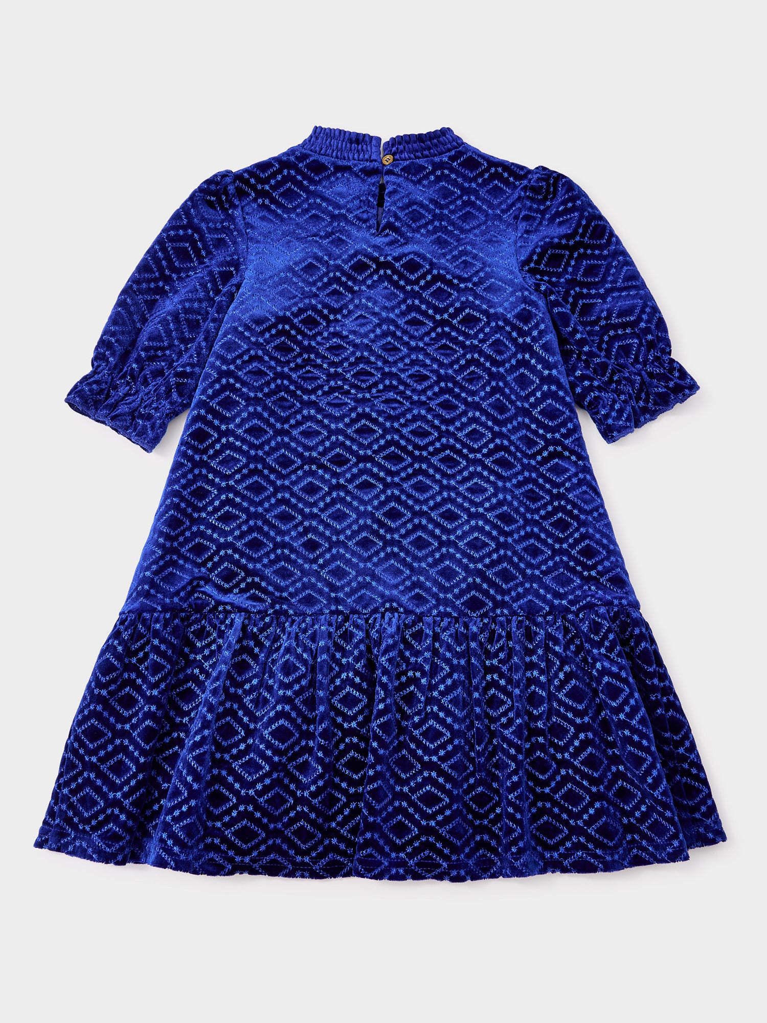 Hazel Cobalt Embroidered Velvet Dress