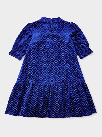 Hazel Cobalt Embroidered Velvet Dress