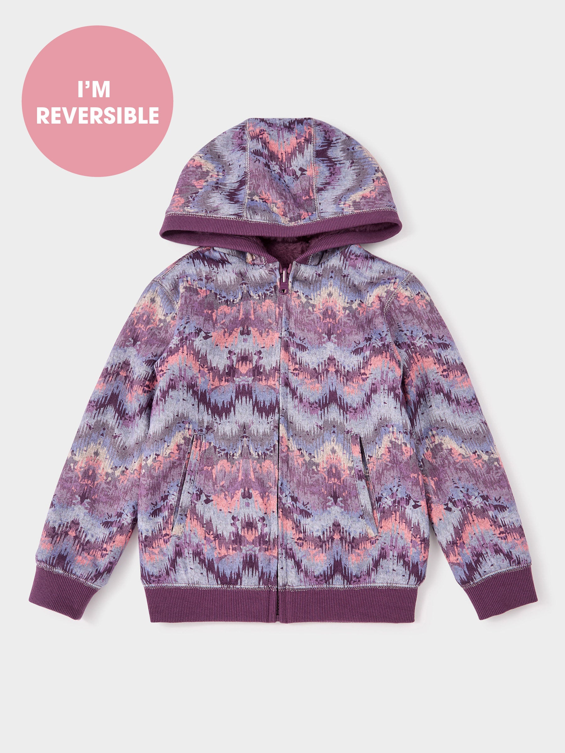 Ziggy Ava Multi-Print Reversible Faux Fur Hooded Jacket