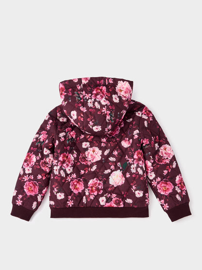 Keely Floral Print Faux Fur Lined Hooded Jacket