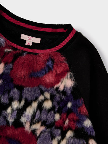 Lulu Mae Floral Faux Fur Sweatshirt