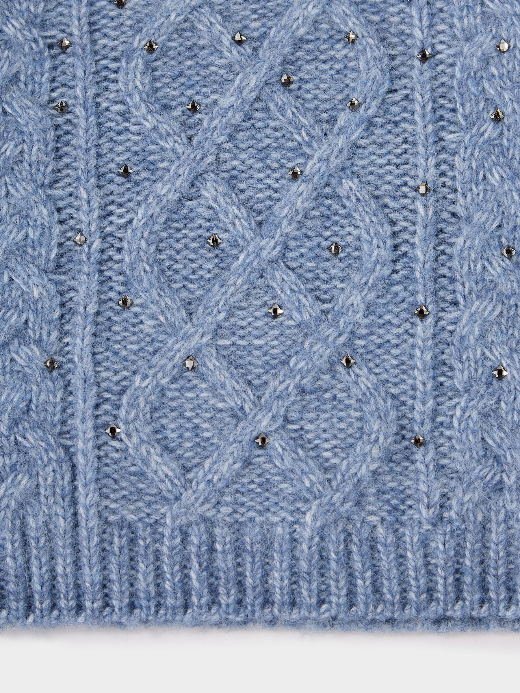 Molly Cornflour Blue Cable Knit Diamanté Jumper