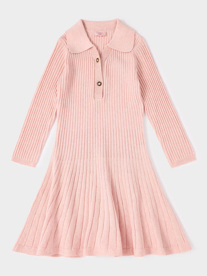 Tayla Pink Collared Knitted Dress | GWD Fashion