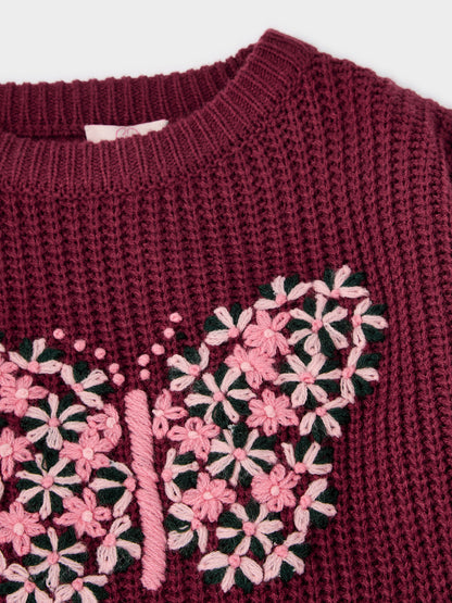 Becca Chunky Knit Embroidered Butterfly Jumper