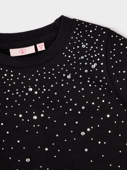 Beth Black Jersey Diamanté T-Shirt