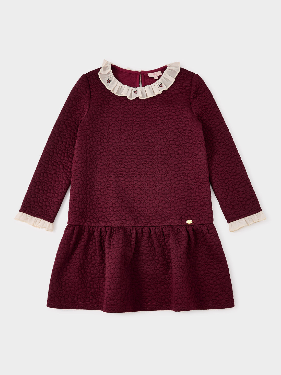 Millie Burgundy Embroidered Sweat Dress | GWD Clothing