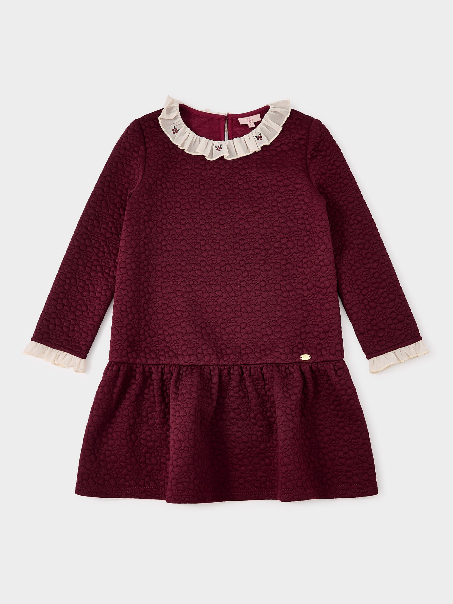 Millie Burgundy Embroidered Sweat Dress