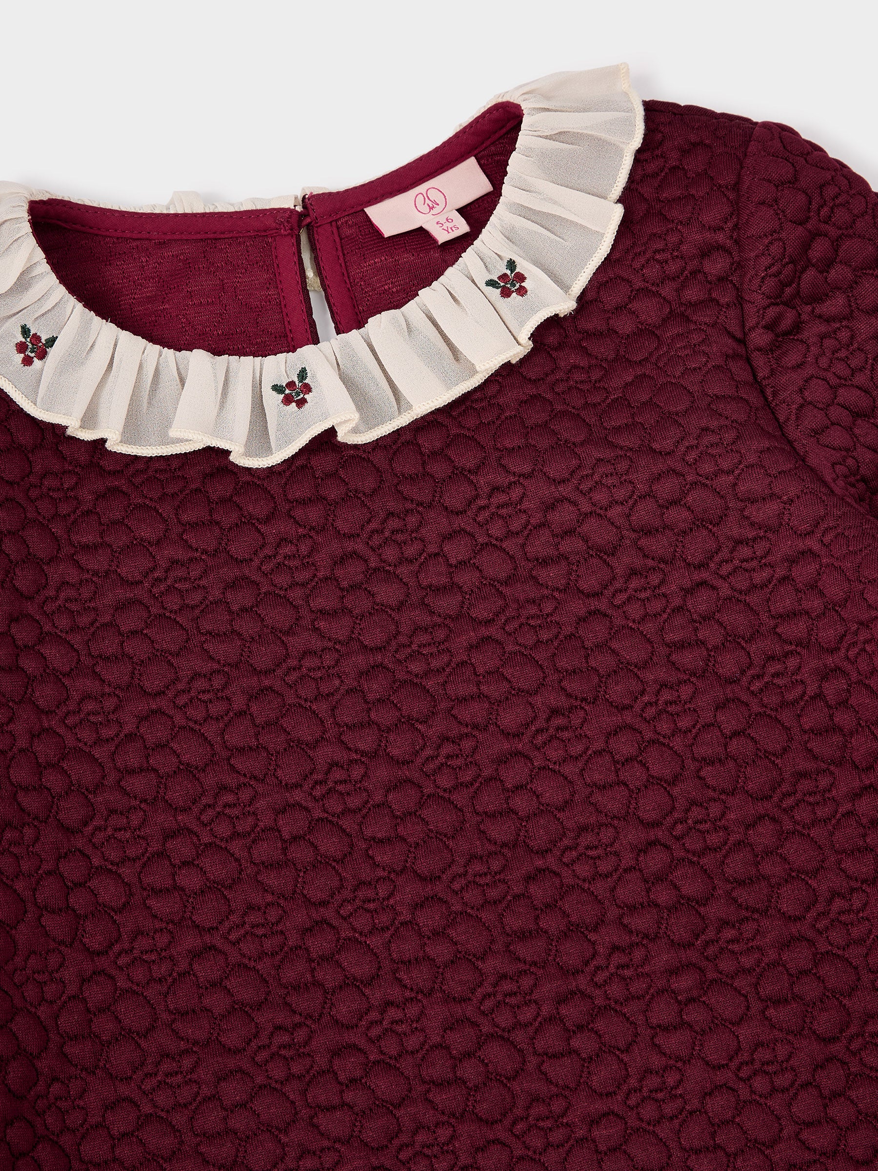 Millie Burgundy Embroidered Sweat Dress