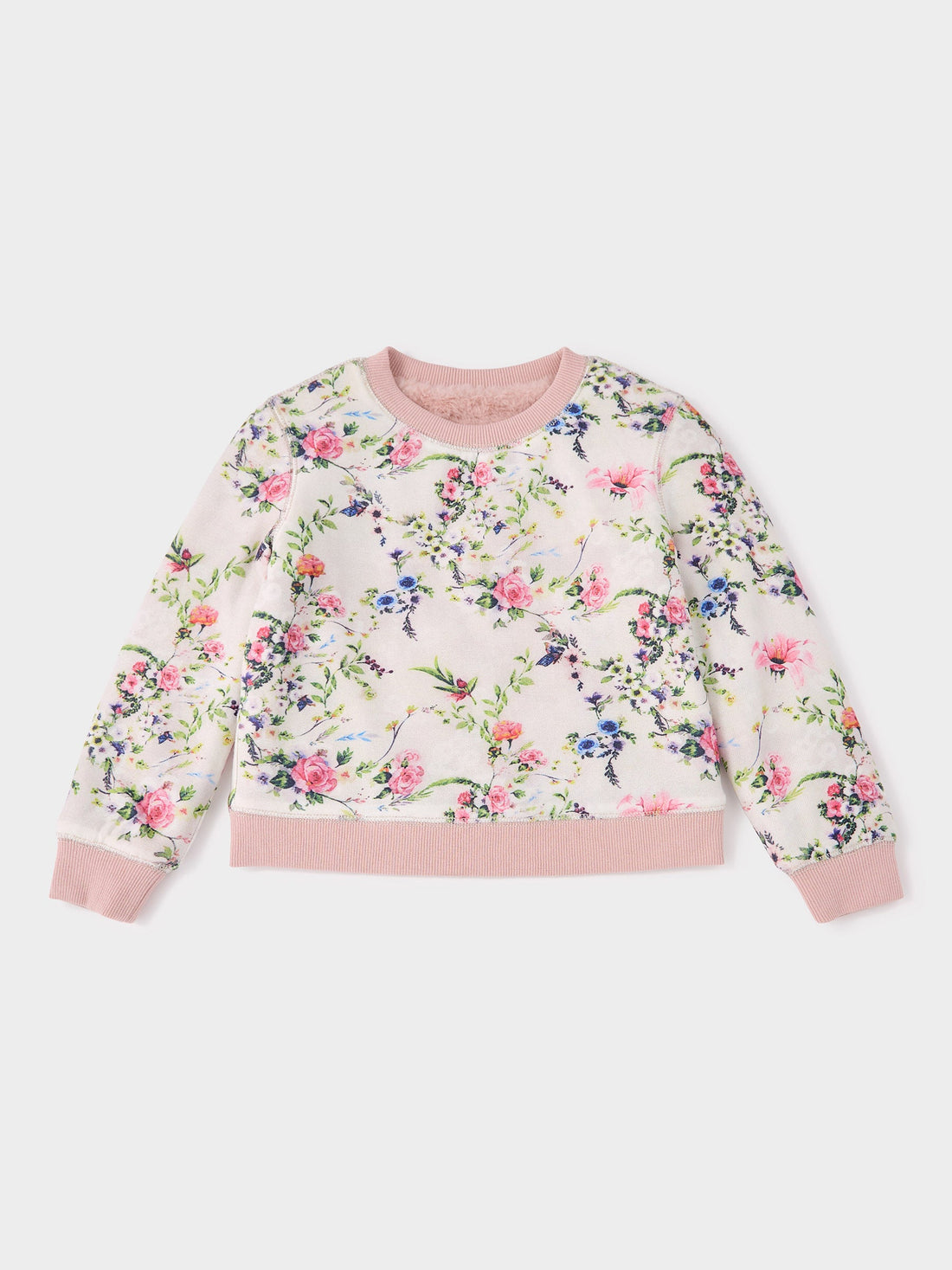 GWD Faye Cathy Reversible Faux Fur and Floral Print Sweatshirt