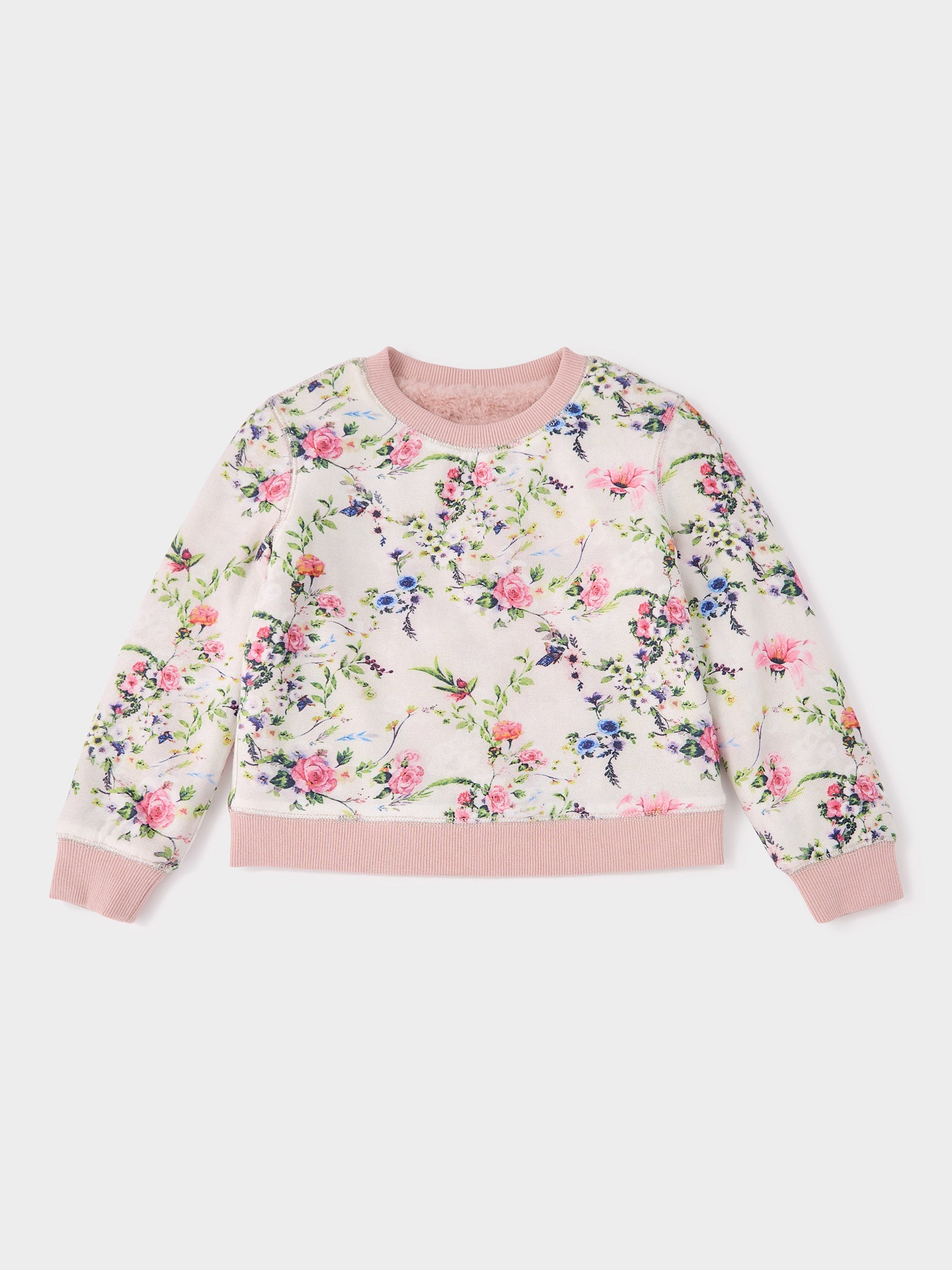 GWD Faye Cathy Reversible Faux Fur and Floral Print Sweatshirt